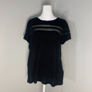 Divided by HM Black Mesh Panel Sheer Casual Tee Shirt Women’s Small